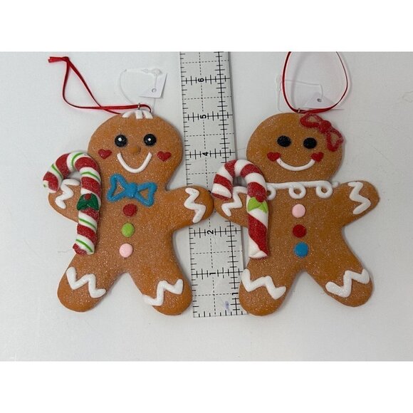 Gingerbread Peppermint Cookies 5 Inch Candy Cane Boy Girl Ornament Candyland Lot - Picture 7 of 8